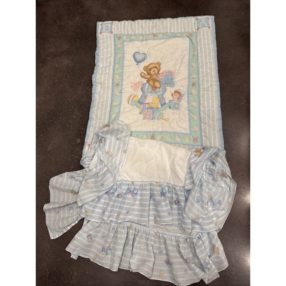 Vintage Little Bedding Teddy Bear Comforter with Bedskirt Crib size‎